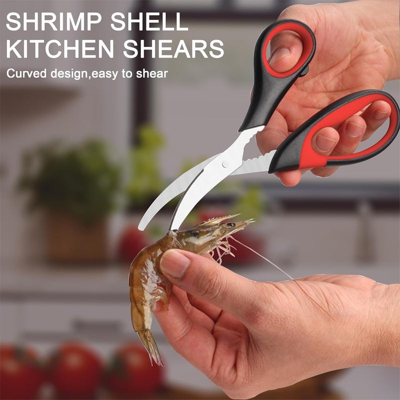 SLEMOON Heavy Duty Poultry Shears Kitchen Salad Scissors for Chicken Turkey Meat Herb Vegetable 2pcs set Burgundy - Image 4